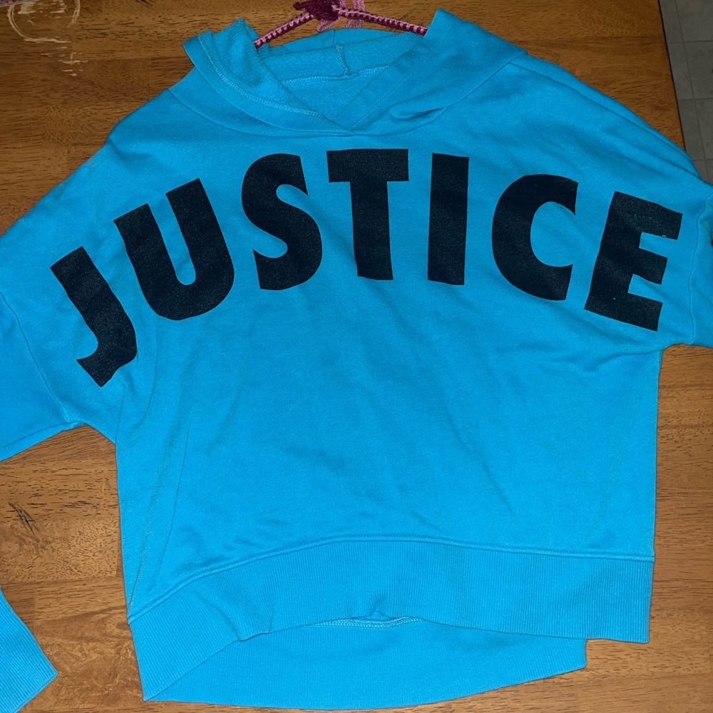 Blue Justice Cropped Hoodie